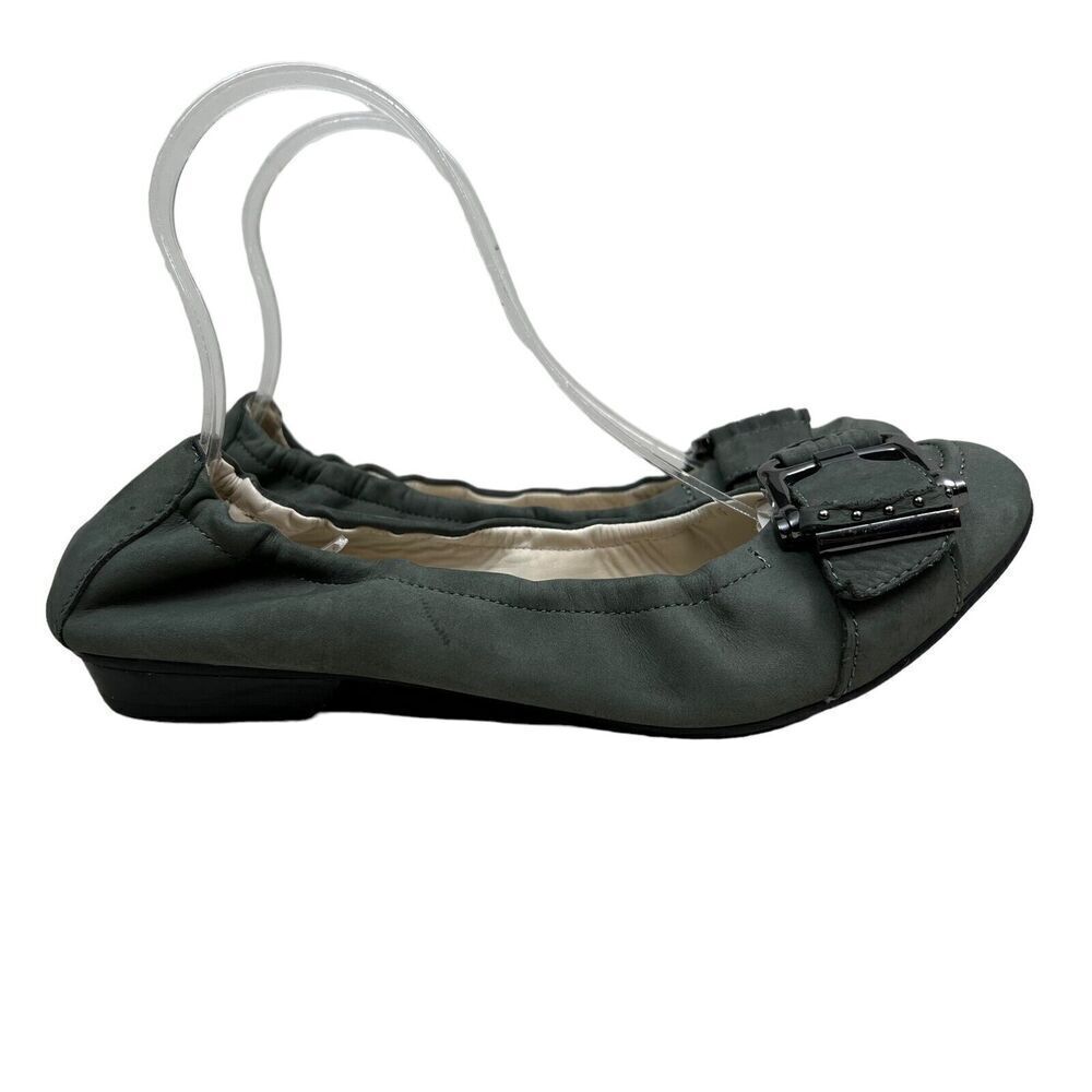 Geox Respira Flats Shoes Nubuck Leather Slip On Green Women Size EU 39.5